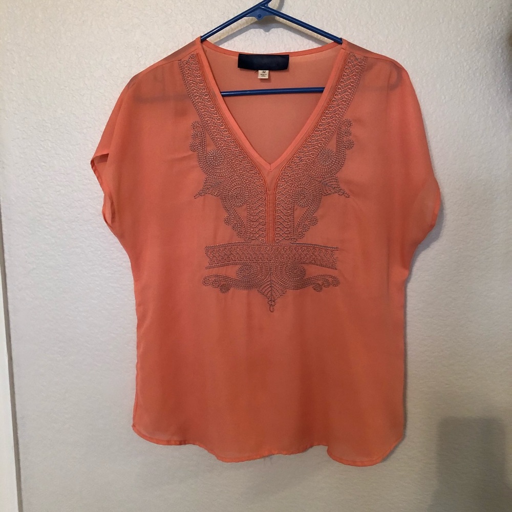 Salmon Blouse with stitched neck detail